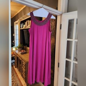 Double D ranchwear hot pink stretchy knee length dress size L